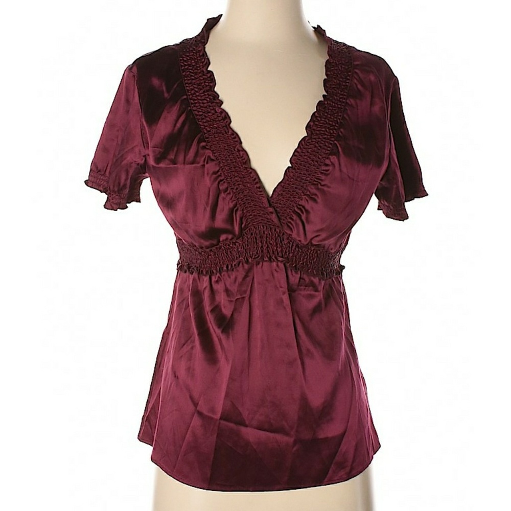 {BCBG MAXZARIA} Maroon Silk Blouse